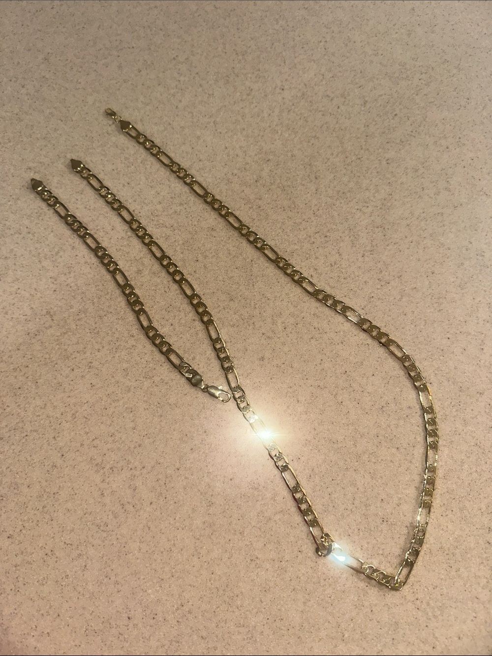 Gold filled Chain Link Necklace and Bracelet Set - Classic Unisex Jewelry